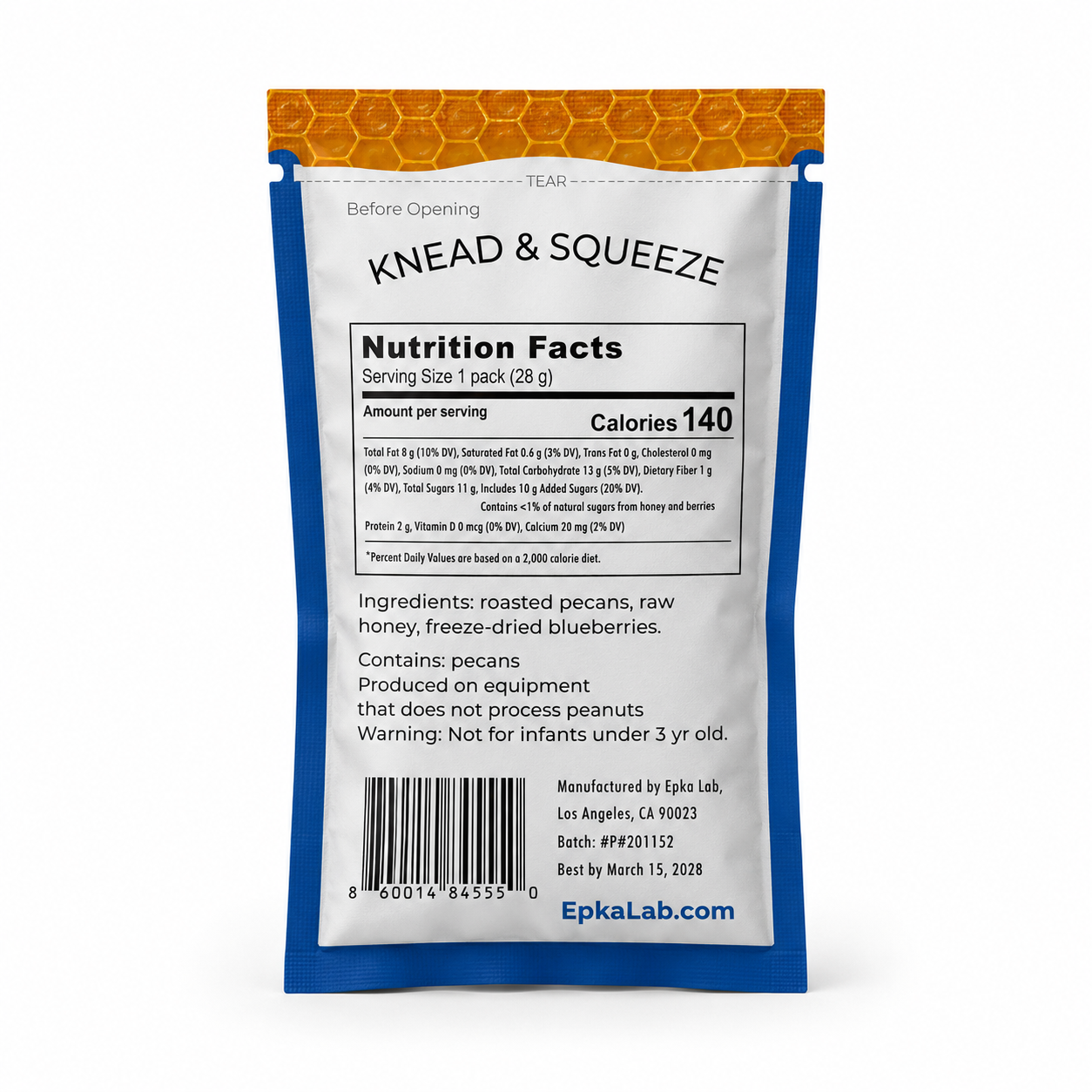 Pecan & Blueberry Spread Pouch Nutrition Facts