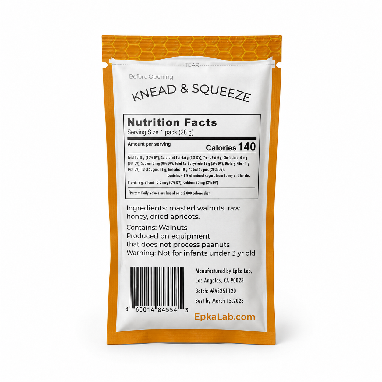Walnut & Apricot Spread Pouch Nutrition Facts